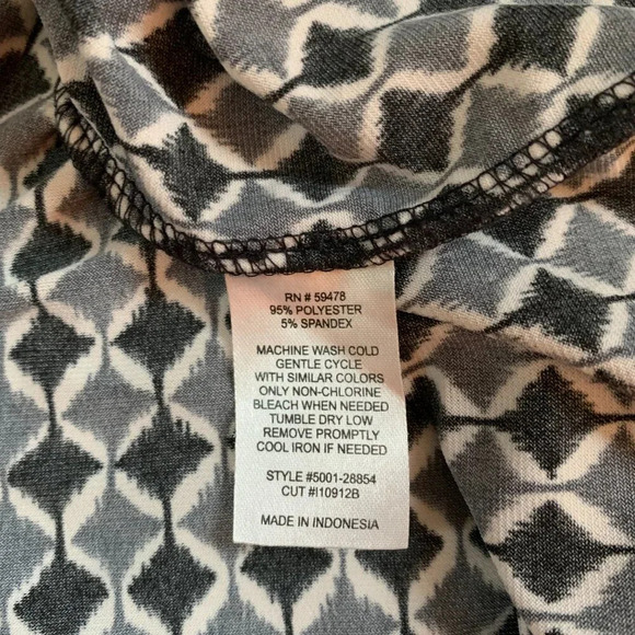 Carole Little Black Grey & White Shirt Dress Size 8 Geometric Pattern 3/4 Sleeve - Picture 6 of 6